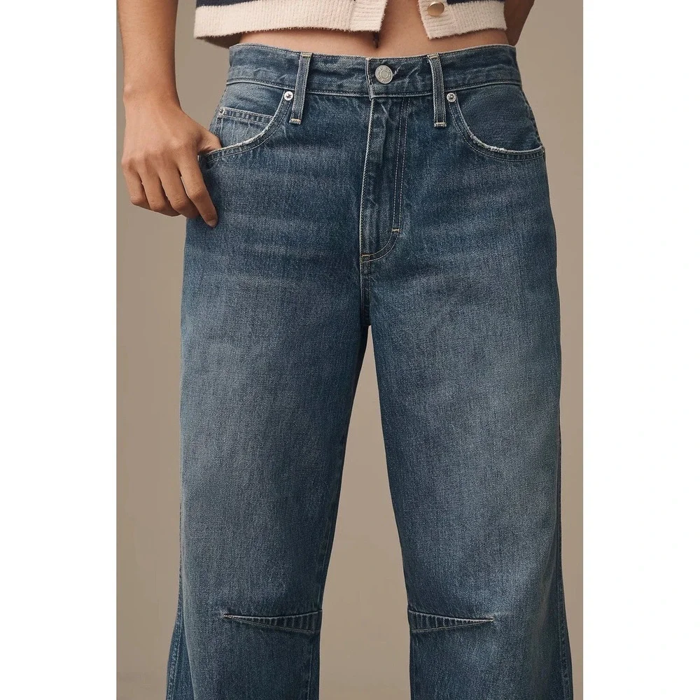 NWOT AMO Sandra Baggy Jeans Sz 25 (Meas 28) Barrel Wide Leg Cottagecore MSRP 318 - Picture 4 of 16